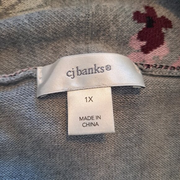 CJ Banks Gray Floral Open Front Cardigan Plus Size 2X - Picture 5 of 6